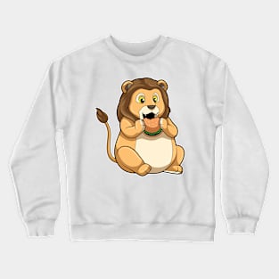 Lion with Burger Crewneck Sweatshirt